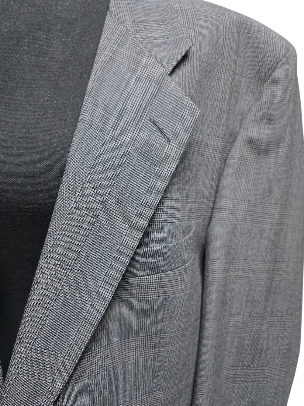 Vintage Burberrys Saks Fifth Ave Wool Blazer 44R Blue Gray Glen Plaid